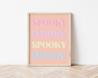 Spooky Printable, Spooky Poster, Pastel Halloween Printable, Pink Halloween Decor, Pastel Halloween Wall Art, Digital Download