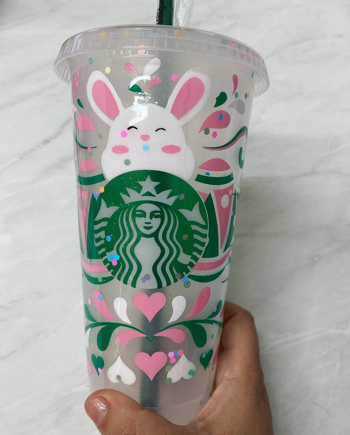 Easter Starbucks Tumbler coated in Epoxy Resin Etsy