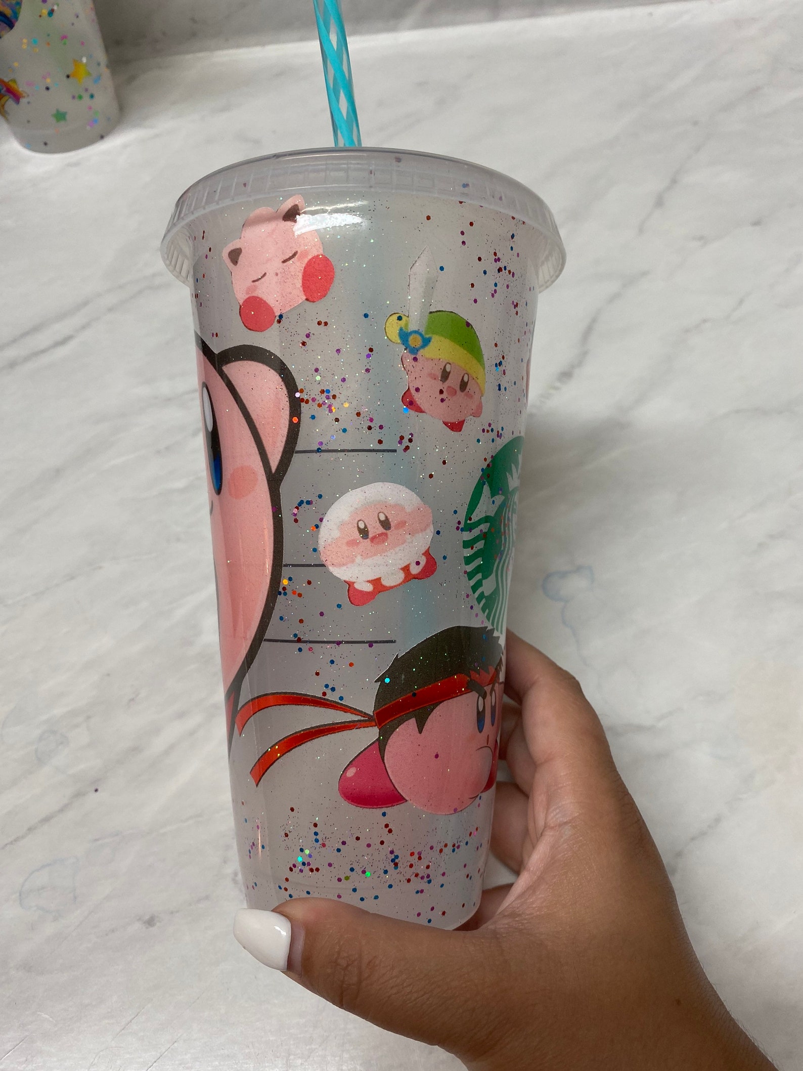 Kirby Mashup Inspiré Starbucks Tumbler enduit dépoxy Reain et Etsy
