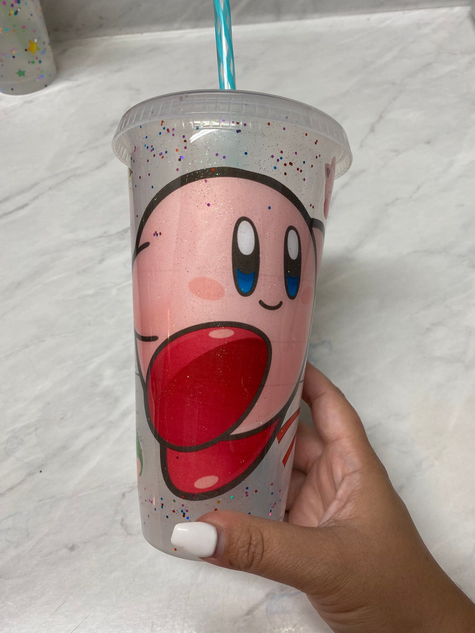 Kirby Mashup Inspiré Starbucks Tumbler enduit dépoxy Reain et Etsy