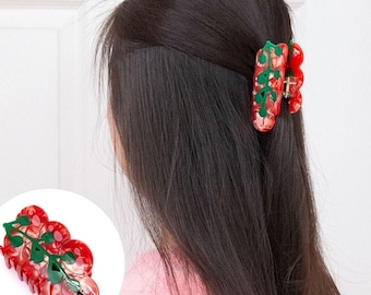 Custom Initial Tomato Hair Claw Clip: Eco-Friendly Veggie Accessory