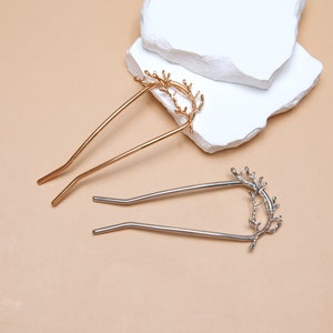 U Shape Twigs Tree Branch Metal Hair Pin Hair Fork/Gold and Silver Floral Bobby Pins/Bun Holder/Gift for Her