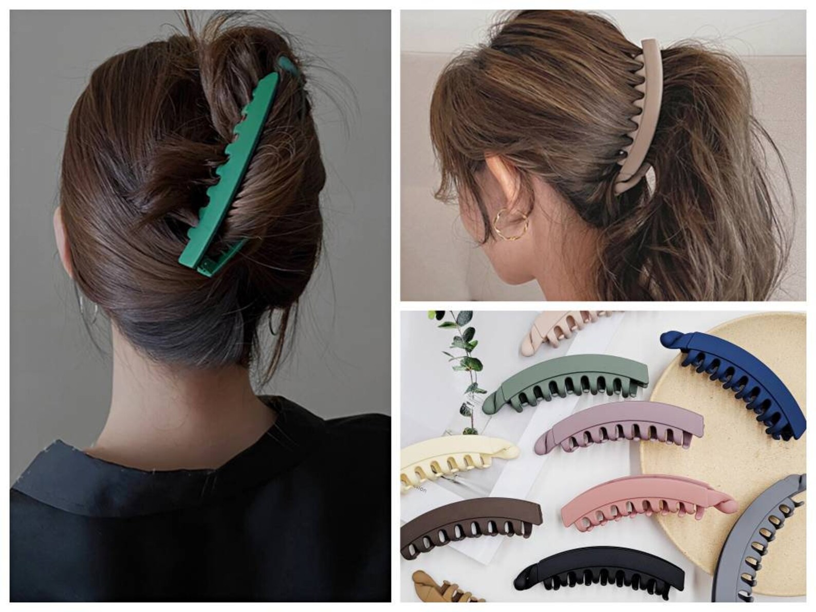 Long Large Matte Multi Colored Banana Hair Clip/ Simple - Etsy