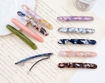 Long Double Clasp Non-Slip Acetate French Style Barrette/Hair Barrette Clip/Acetate Hair Clip Barrettes/Resin Barrettes