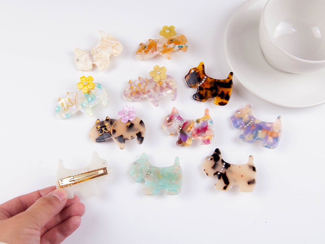 Cute Cat and Dog Acetate Hair Clip/ Cat and Dog Barrette/ Gift Etsy