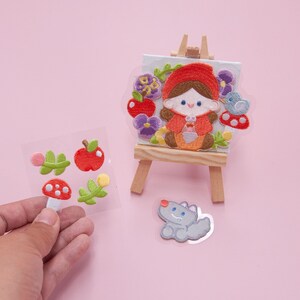 Iron on Patches Set - Little Red Riding Hood/ Cute Patches/ Cute Stickers/ Fairy Tale Patches/ Patches for Kids