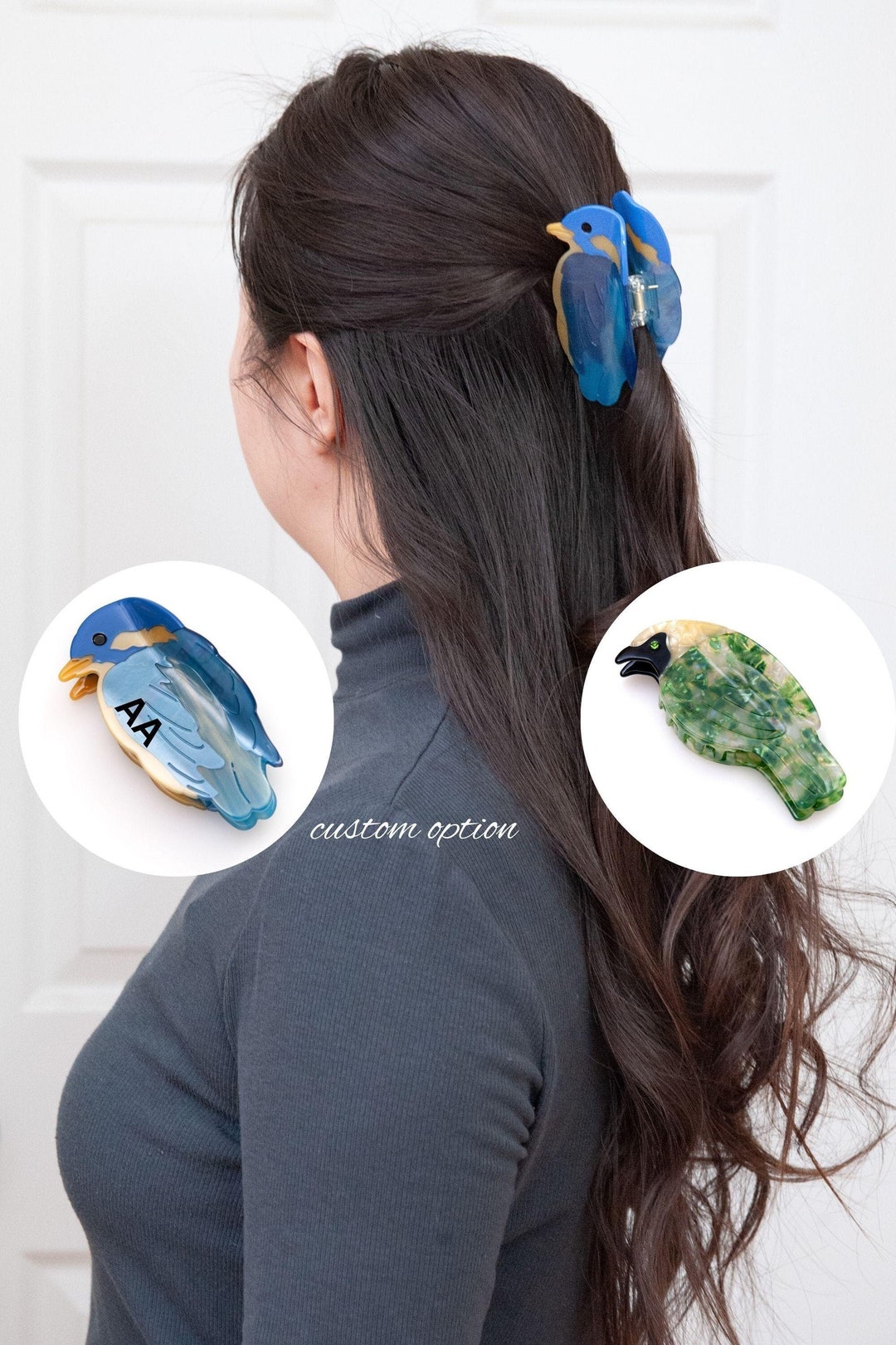 Custom Bird Hair Claw Clip: Acetate Blue Jay Accessory - Etsy