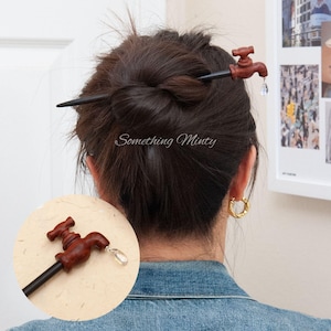 Handmade Wooden Hair Stick – Fun Faucet Water Drop Design Hair Pin