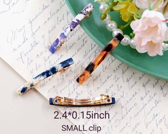 Small Double Clasp Non-Slip French Style Barrette/Geometric Acetate Hair Clip Barrettes/Resin Barrettes/Gift for Her