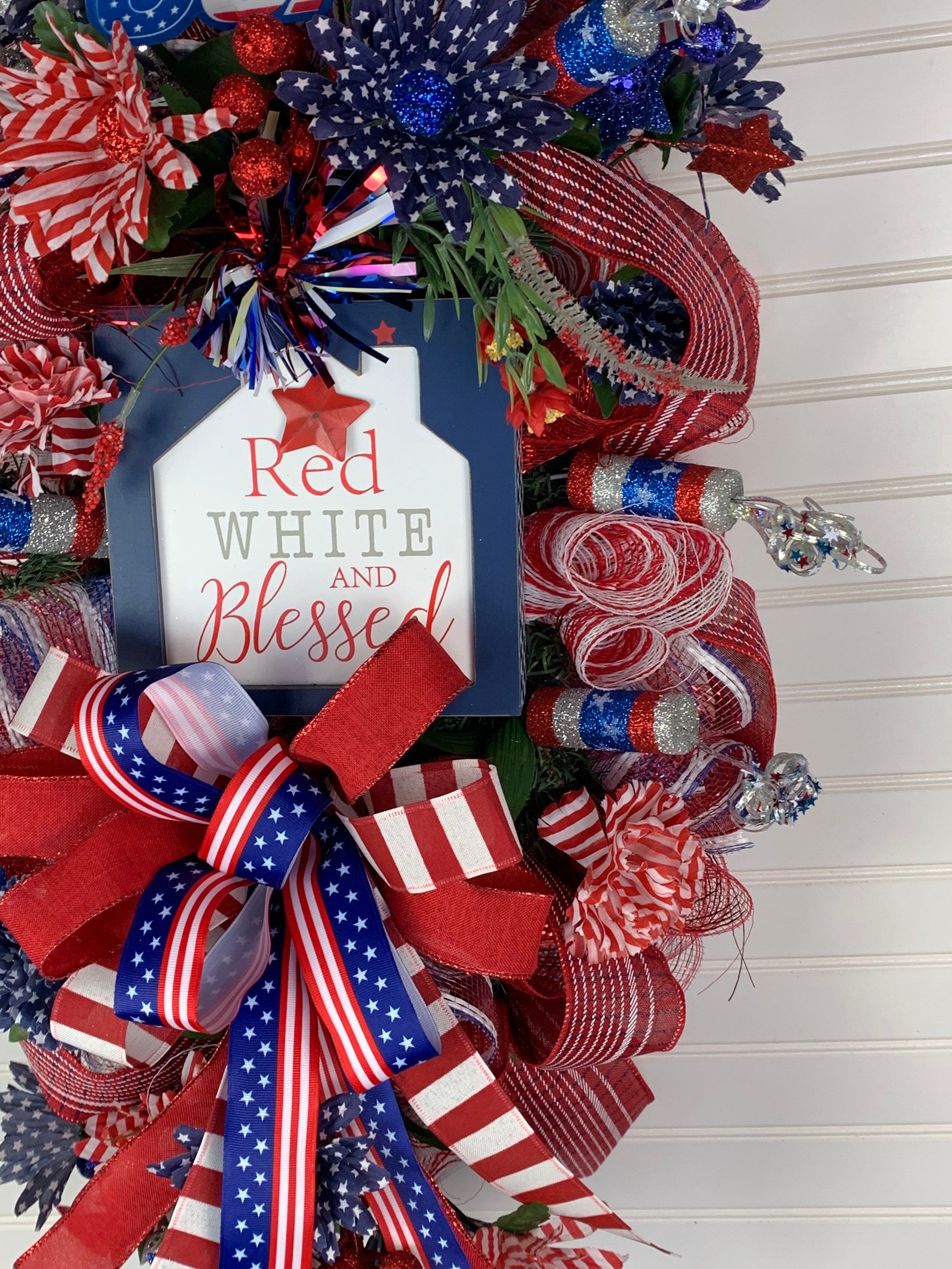 Patriotic Door Swag, Red White Blue Door Swag, 4th of July Door Swag ...