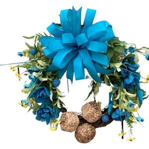 Thanksgiving Wreath for Outside door, Thanksgiving Wreath Fall Teal, Fall Floral Wreath, Autumn Wreath, Thanksgiving Wreath with Pumpking