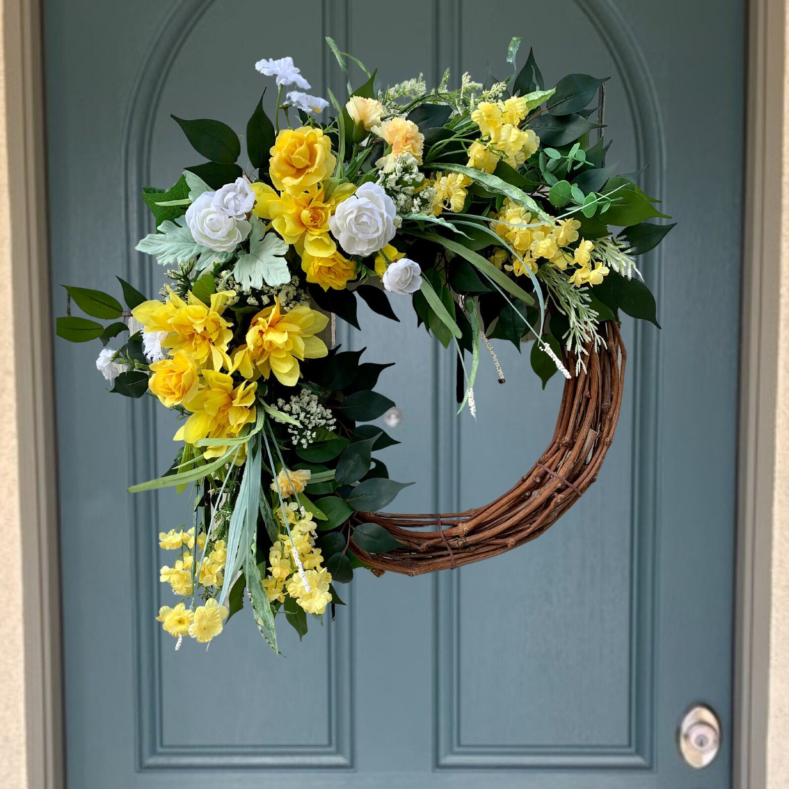 Yellow Flowers Wreath Front Door Wreath Home Décor Gift Etsy
