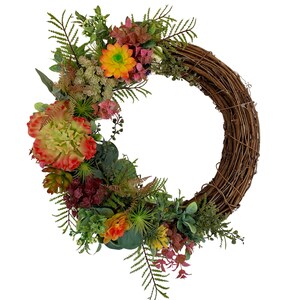 Orange Succulents Wreath, Front Door Succulents Wreath, Farmhouse Succulents Wreath, Succulent Wall Art Décor, Every Day Succulents