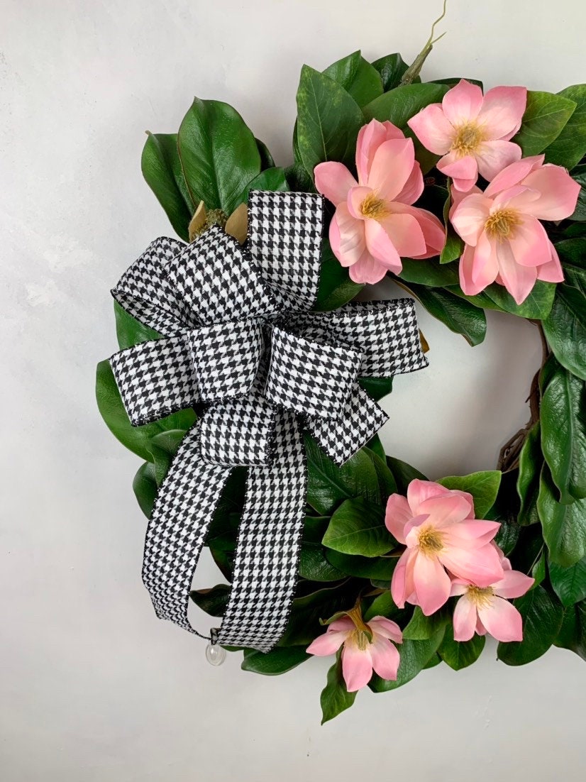 Pink Magnolia Grapevine Wreath | Front Door Wreath | Rustic Farmhouse ...