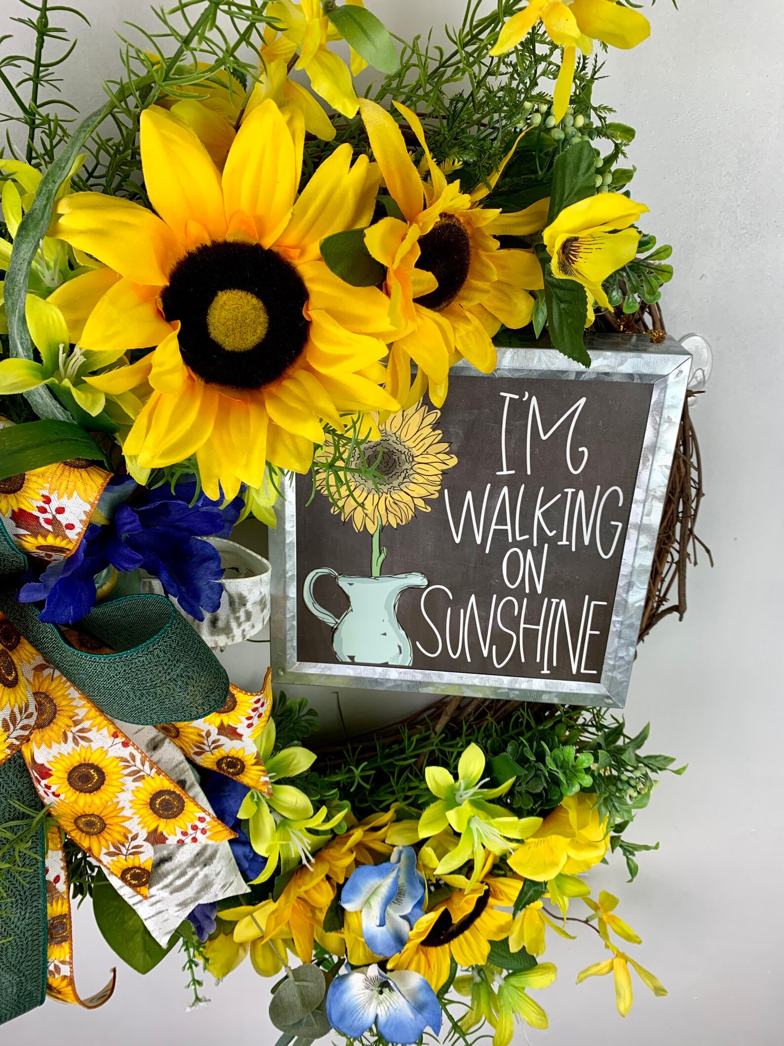 Yellow Sunflower Wreath Sunflower Porch Wreath Yellow Wreath Etsy