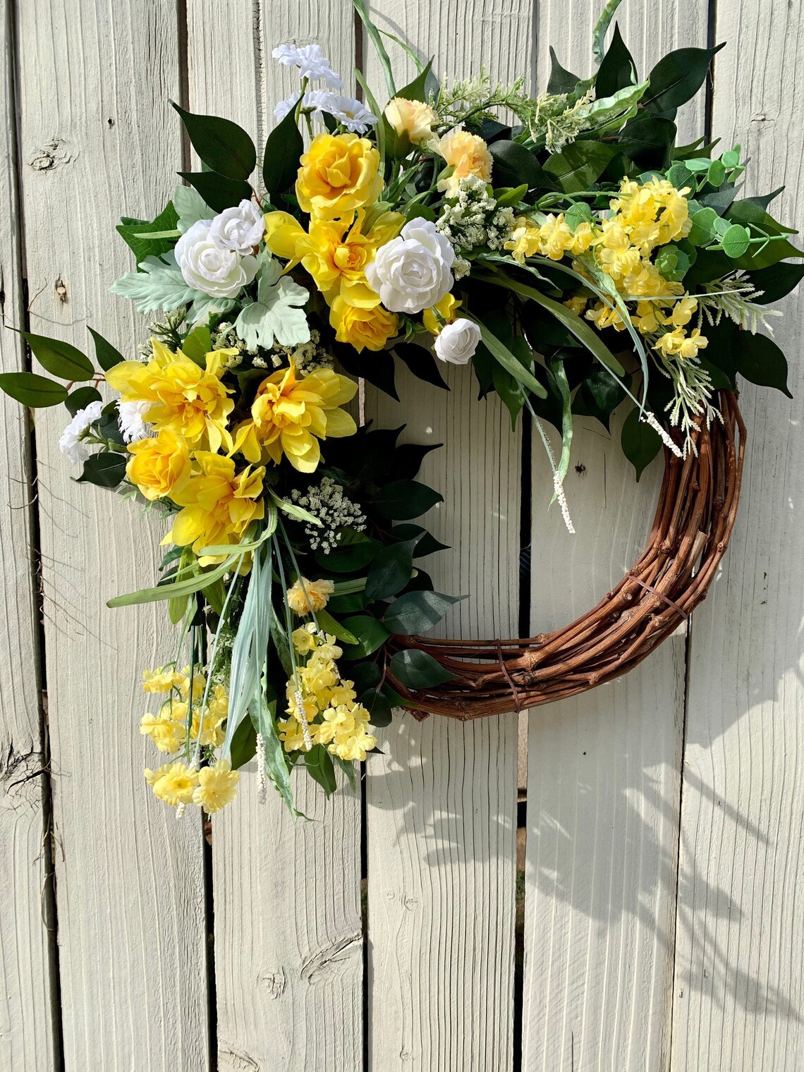 Yellow Flowers Wreath Front Door Wreath Home Décor Gift Etsy