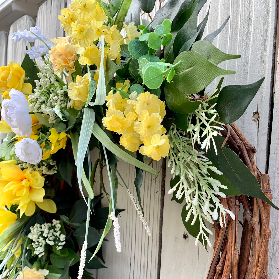 Yellow Flowers Wreath Front Door Wreath Home Décor Gift Etsy