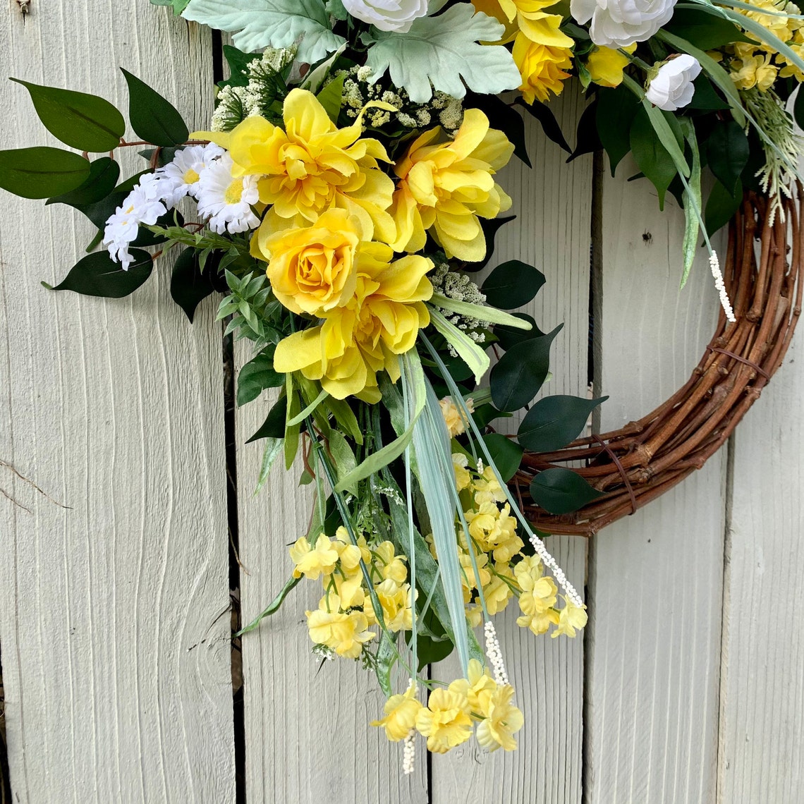Yellow Flowers Wreath Front Door Wreath Home Décor Gift Etsy