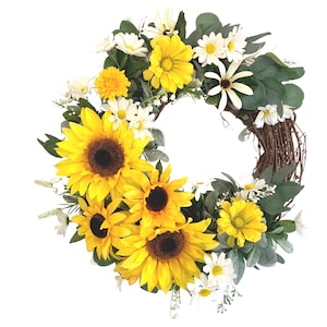 Sunflower Wreath Front Door, Sunflower Wreath, Rustic Sunflower Wreath, Farmhouse Sunflower Wreath, Year Round Sunflower Wreath, Spring Twig