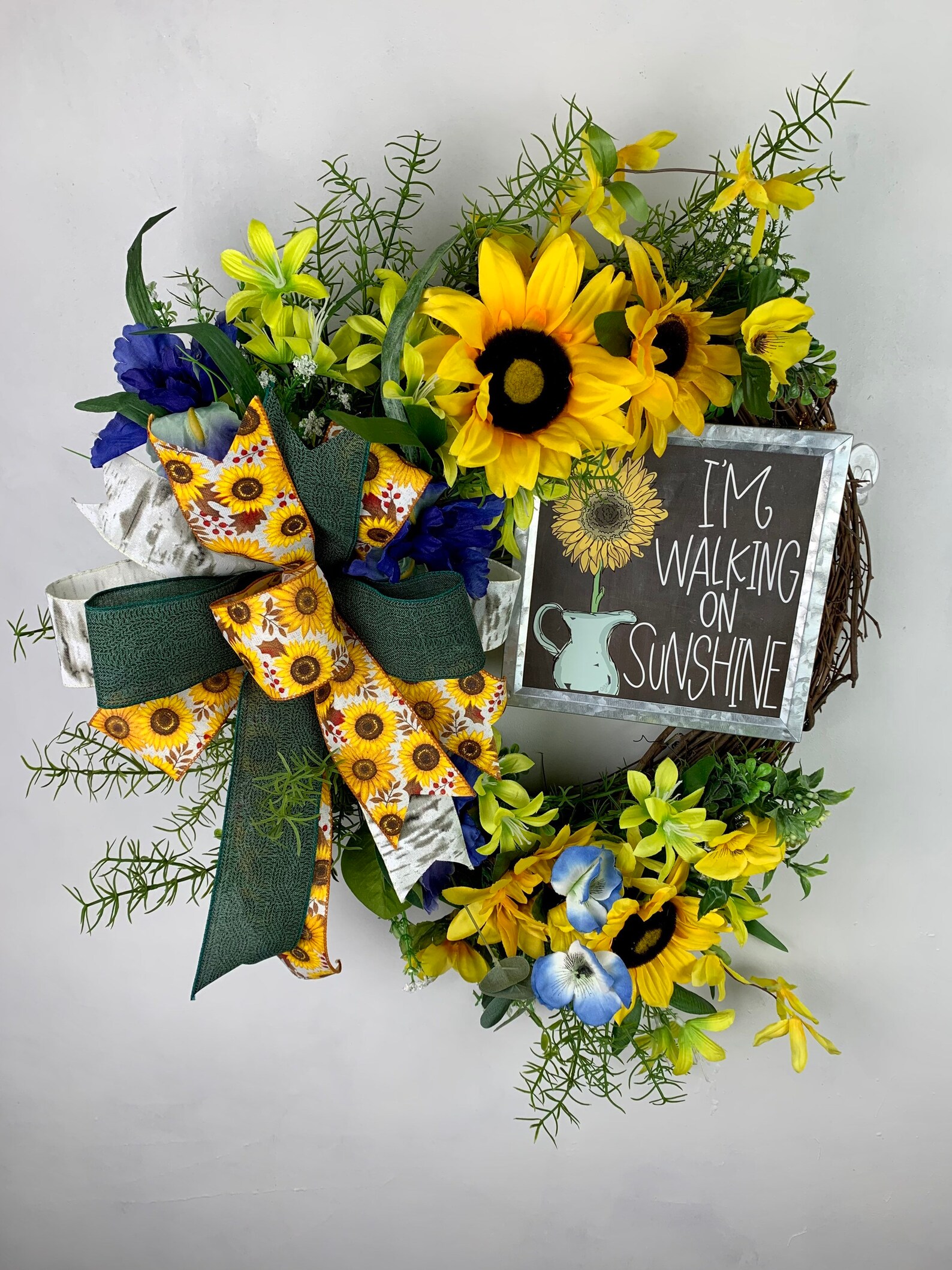 Yellow Sunflower Wreath Sunflower Porch Wreath Yellow Wreath Etsy