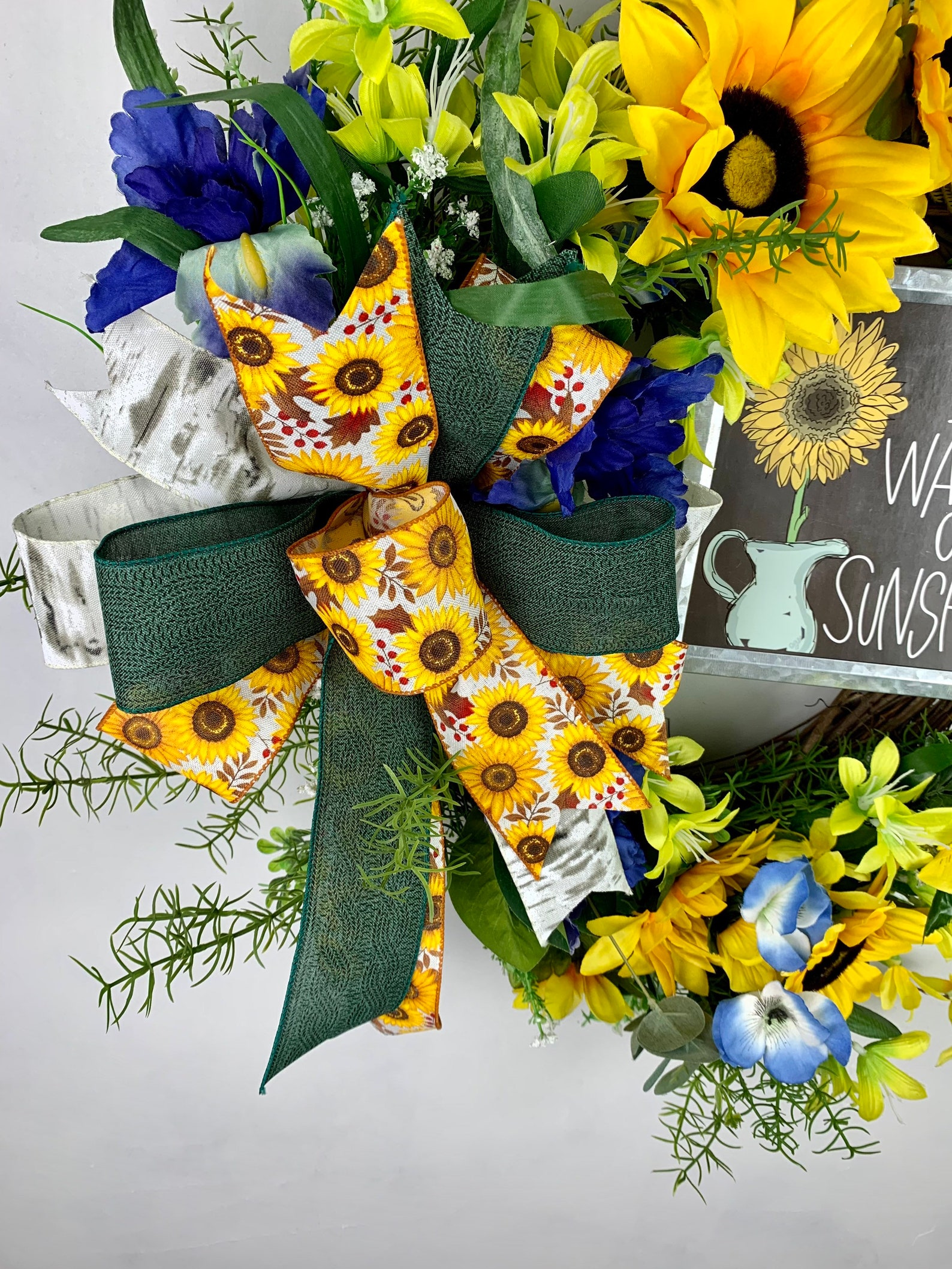 Yellow Sunflower Wreath Sunflower Porch Wreath Yellow Wreath Etsy