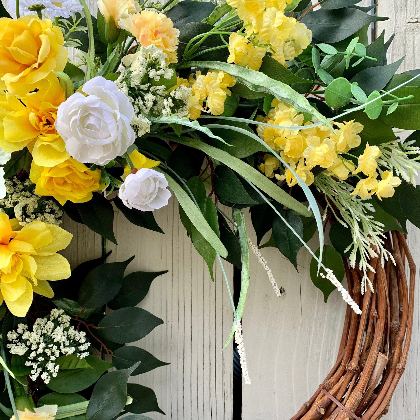 Yellow Flowers Wreath Front Door Wreath Home Décor Gift Etsy