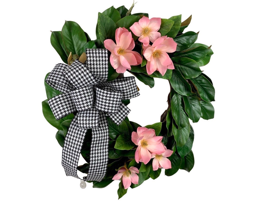 Pink Magnolia Grapevine Wreath | Front Door Wreath | Rustic Farmhouse ...