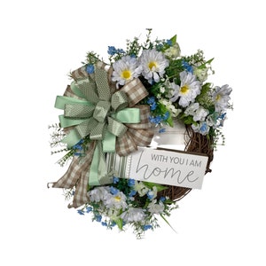 White Daisy Wreath for Front Door, Spring Summer Wreath for Front Door, Daisy Floral Grapevine Wreath, Home Sweet Home Wreath, Everyday Twig