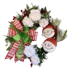 Christmas Snowman Front Door Wreaths, Winter Snowman Wreath, Let It Snow Wreath,  Red and White Wreaths, Winter Snowflakes Wreath home Décor