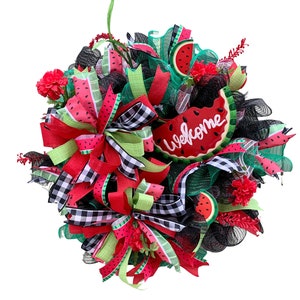 Watermelon Deco Wreath for Front Door, Summer Watermelon Wreath for Front Door, Summer Watermelon  Wreath Porch Decor