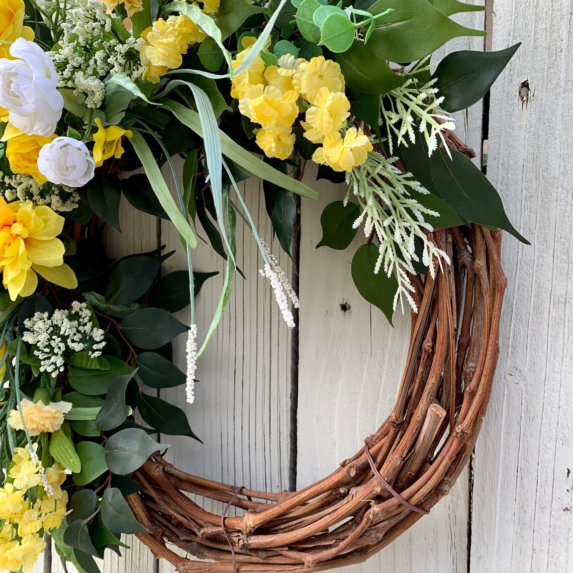 Yellow Flowers Wreath Front Door Wreath Home Décor Gift Etsy