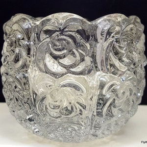 Vintage Goebel Lead Crystal CHARLOTTENHUTTE ICE Rose Votive Candleholder W. Germany 1980