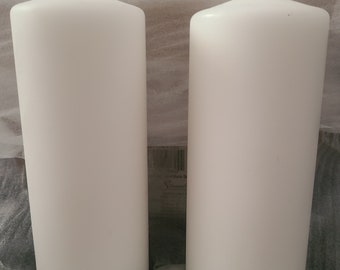SET/2 Stonebriar White Pillar 8" Candle 80-Hour Burn Classic 8" x 3" Unscented
