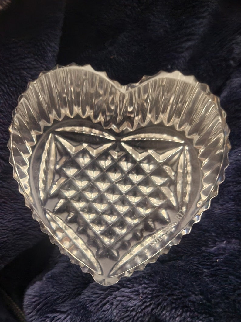 Waterford Crystal Heart Paperweight Signed Faceted Art Deco Mother's Day image 1