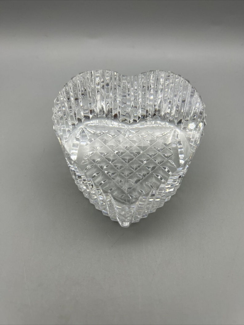 Waterford Crystal Heart presse-papier ondertekend gefacetteerde Art Deco Moederdag afbeelding 4