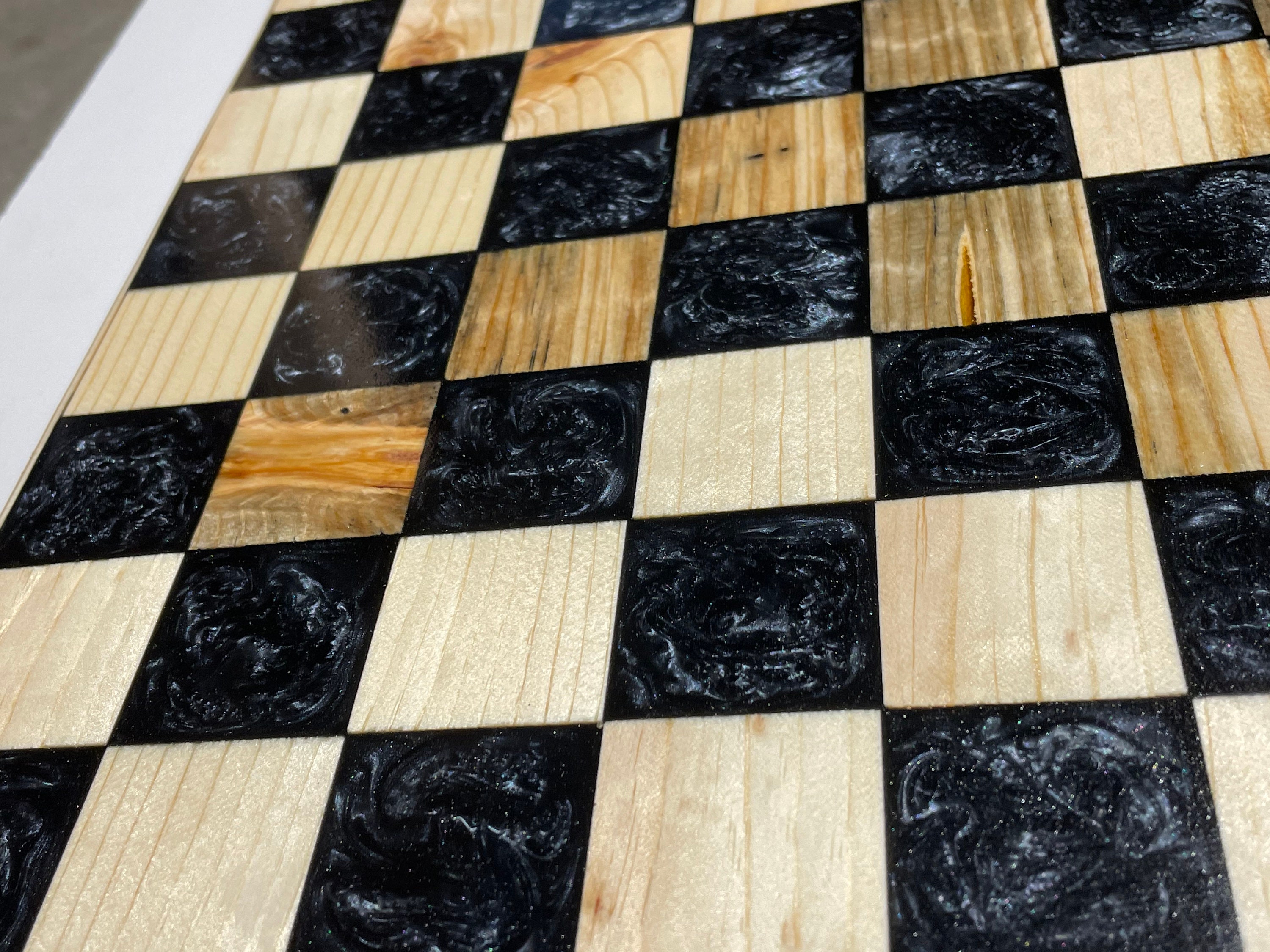 Wood and Epoxy Chess Board Etsy