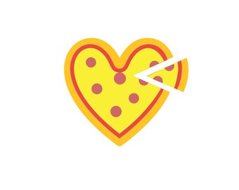 Heart shaped pizza SVG PNG JPG instant download for Silhouette Studio, Circuit Design Space with commercial license