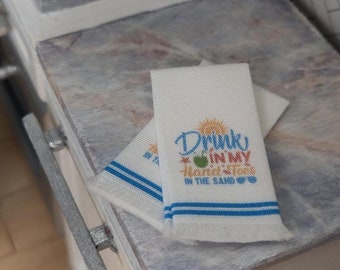 Set of Two - Dollhouse Miniature Hand Towels/Tea Towels