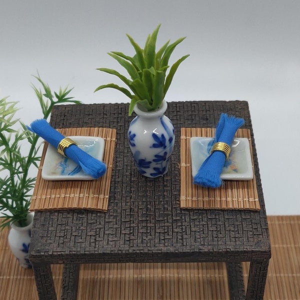 Set of Two - Dollhouse Miniature Bamboo Placemats