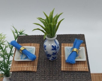 Set of Two - Dollhouse Miniature Bamboo Placemats