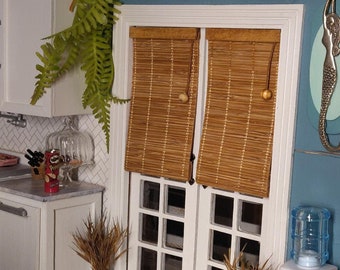 Dollhouse Bamboo Window Blind: Miniature French Door Shade