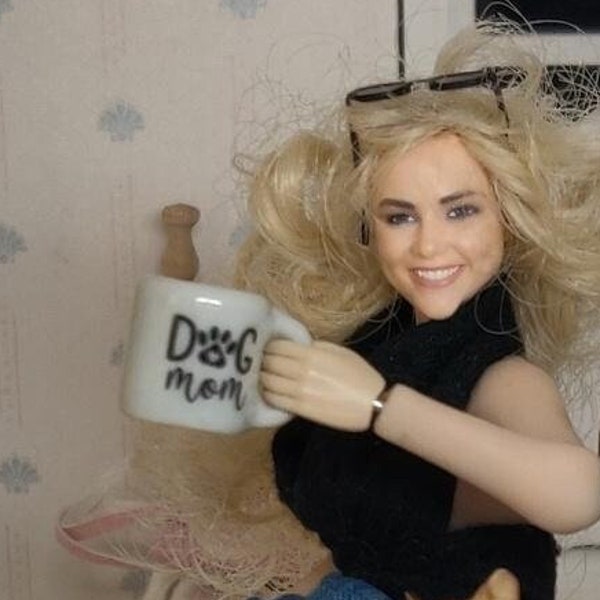 Miniature Dollhouse Dog Mom Coffee Mug