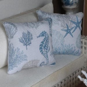Dollhouse Beach Decorative Pillow/Miniature Coastal Accent Throw Pillow - 1:12 Scale