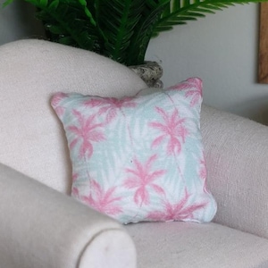 Miniature Palm Trees Throw Pillow/ Dollhouse Decorative Accent Beach Pillow - 1:12 Scale
