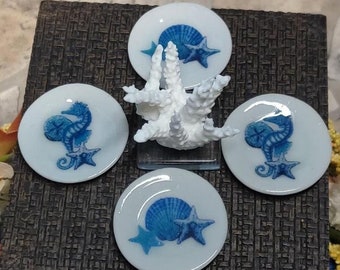 Set of 2 - Miniature Beach Ceramic Plate Sets