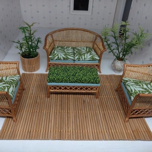 Miniature Bamboo Rug / Dollhouse Bamboo Floor Covering