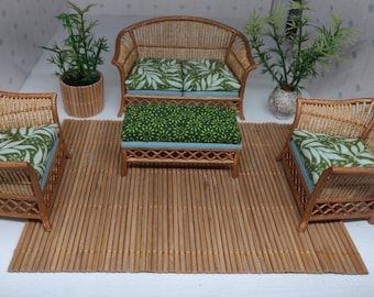 Miniature Bamboo Rug / Dollhouse Bamboo Floor Covering
