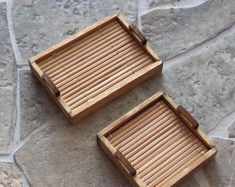 Dollhouse Bamboo Trays / Miniature Drink Trays - 1:12 scale
