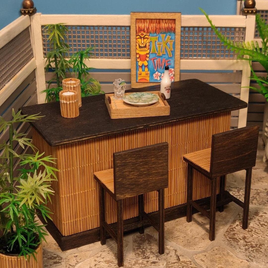 Miniature Dollhouse Bamboo Bar / Counter / Tiki Bar 112 Etsy