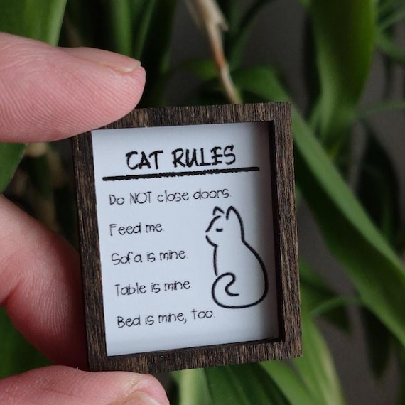 Dollhouse Miniature "Cat Rules" Wall Art